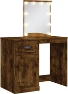 Toaletki - vidaXL Toaletka z oświetleniem LED dąb wędzony 90x42x132,5 cm - miniaturka - grafika 1