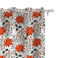 Zasłony - Zasłona WINTER wzór BN75 | Gwiazda betlejemska na białym tle 150 x 230 cm tkanina standard - miniaturka - grafika 1
