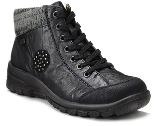 Buty zimowe damskie Rieker L7110 czarne botki ocieplane wełną z membraną-40 - Botki damskie - miniaturka - grafika 1