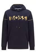 Bluzy męskie - BOSS Męska bluza z kapturem Soody 1, unisex, z logo, niebieska, NIEBIESKI, L - miniaturka - grafika 1