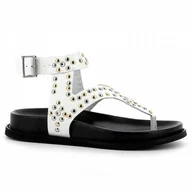 Klapki i japonki damskie - Białe sandały japonki skórzane CARINII - Carinii - miniaturka - grafika 1