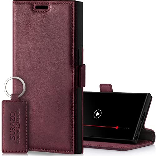 SURAZO Premium ViP Skórzane Etui Na Telefon Kompatybilne Samsung Galaxy S23 Ultra (6,8) Zamykanie na Magnes Case Skóra Naturalna Obudowa Ochronna RFID Stojak TV Odporność na wstrząsy Portfel na karty