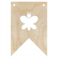 Dekoracje sali - DREWNIANY PROPORCZYK GIRLANDA BANER ZAWIESZKA CHORĄGIEWKA DO POKOJU MOTYL - miniaturka - grafika 1