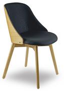 Krzesła - Krzesło fotelowe L1 dębowe czarna pikowana tkanina - miniaturka - grafika 1