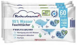Chusteczki nawilżane Babydream 99% WODY 3 x60 szt - Chusteczki nawilżane - miniaturka - grafika 1