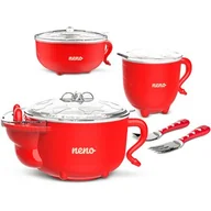 Butelki dla niemowląt - NENO Termiczny zestaw miseczek i sztućców do jedzenia Neno Mucca - dla dzieci i niemowląt - miniaturka - grafika 1