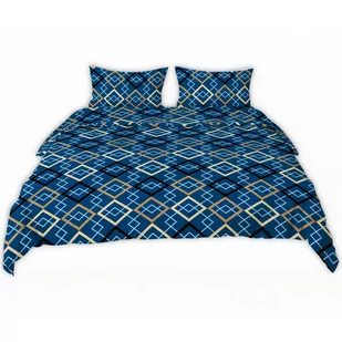 Pościel z kory 200x220 granatowa złota czarna romby - Pościel - miniaturka - grafika 1