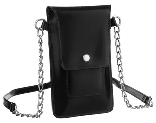 Mała torebka damska crossbody na telefon z zakładkami na karty skóra naturalna, czarny - Torebki damskie - miniaturka - grafika 1