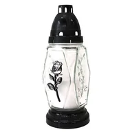 Lampiony i znicze - Znicz szklany 21 cm róża Z-09/S srebrny - miniaturka - grafika 1