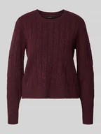 Swetry damskie - Sweter z dzianiny o kroju regular fit ze ściegiem warkoczowym model ‘ARIES’ - miniaturka - grafika 1