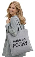 Torby i wózki na zakupy - Torba na zakupy TORBA NA FOCHY z nadrukiem materiałowa na zamek TA-22 szary - miniaturka - grafika 1