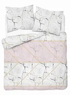 Pościel - Pościel z mikrofibry 160x200 różowa biała pasy 5168 A 30 Light - miniaturka - grafika 1