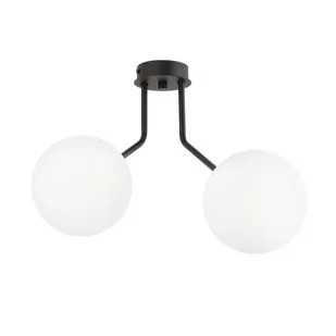 Emibig Lighting czarny krótki żyrandol białe klosze NOVA 2 BLACK/OPAL 1138/2 nowoczesna lampa sufitowa czarno-biała do małej sypialni 1138/2 - Lampy sufitowe - miniaturka - grafika 2