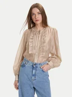 Bluzki damskie - ViCOLO Bluzka TF0256 Beżowy Regular Fit - miniaturka - grafika 1