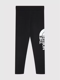 Spodnie i spodenki dla dziewczynek - The North Face Legginsy Cotton Blend Big Logo NF0A3VEHKY41 Czarny Slim Fit - grafika 1