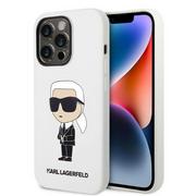 Etui i futerały do telefonów - Karl Lagerfeld Etui do iPhone 14 Pro 6,1" hardcase biały/white Silicone Ikonik - miniaturka - grafika 1
