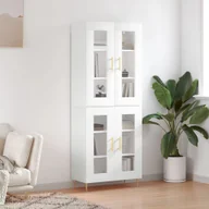 Szafki nocne - vidaXL Witrynka, biała, 69,5x34x180 cm, materiał drewnopochodny - miniaturka - grafika 1