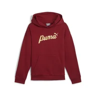 Odzież sportowa dziecięca - Młodzieżowa bluza z kapturem ESS+ SCRIPT PUMA Intense Red Gold Foil - miniaturka - grafika 1