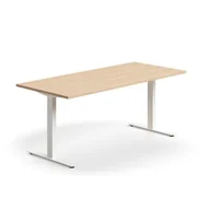 Biurka - Biurko QBUS, proste, 1800x800 mm, rama T, biały, dąb - miniaturka - grafika 1