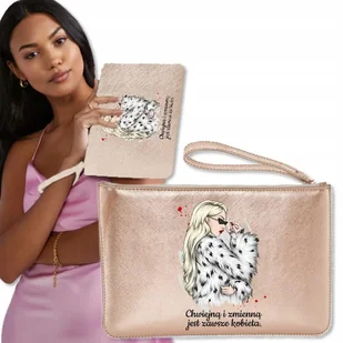 Torebka Kopertówka Wieczorowa Rose Gold KOBIECE Wz - Torebki damskie - miniaturka - grafika 1