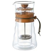 Zaparzacze i kawiarki - Hario Zaparzacz Cafe Press Double Glass Olive Wood, 600 ml, brązowy (DGC-40-OV) - miniaturka - grafika 1