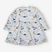 Sukienki - Sukienka niemowlęca szara Rybki z bawełny organicznej-98 - miniaturka - grafika 1