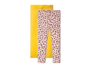 Spodnie i spodenki dla dziewczynek - LUPILU LUPILU Legginsy termiczne dziewczęce, 2 pary (86/92, Różowy we wzory/ żółty) - grafika 1