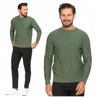 Swetry męskie - Klasyczny SWETER Męski Gładki Bawełniany Wygodny Okrągły Dekolt MORAJ - XXL - miniaturka - grafika 1