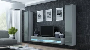 Cama Meble Zestaw VIGO NEW 4 biały/szary połysk - Meblościanki - miniaturka - grafika 1