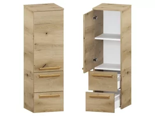 Słupek Łazienkowy ATHD 35 cm D2S20 Lewy - Dąb Evoke Coast Mat - Uchwyty Złote Polerowane - Szafki łazienkowe - miniaturka - grafika 1