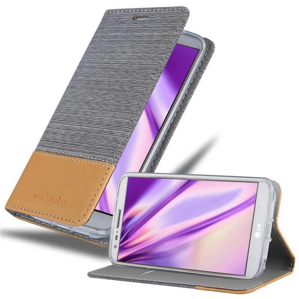 Cadorabo Etui do LG G2 w kolorze LIGHT GREY BROWN Etui na telefon komórkowy z magnetycznym zamknięciem, funkcją podstawki i miejscem na kartę Etui Etui ochronne Etui z klapką w stylu książki