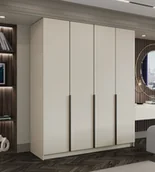 Szafy - Szafa LIZA 4-drzwiowa na zawiasach 200cm kolor kaszmir + czarne uchwyty - miniaturka - grafika 1