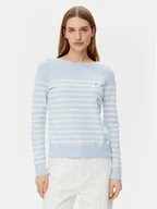 Swetry damskie - Tommy Hilfiger Sweter WW0WW40099 Błękitny Regular Fit - miniaturka - grafika 1
