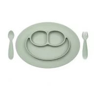 Miseczki i talerzyki dla dzieci - Ezpz Komplet naczyń silikonowych Mini Feeding Set pastelowa zieleń - miniaturka - grafika 1