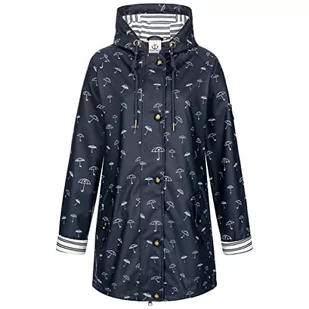 Ankerglut Damen Friesennerz Regenmantel Regenjacke Mit Kapuze Gefüttert Wasserdicht Wetterfest Übergangsjacke #Ankerglutbucht Kurtka przeciwdeszczowa damska, Granatowy, 32 - Kurtki damskie - miniaturka - grafika 1