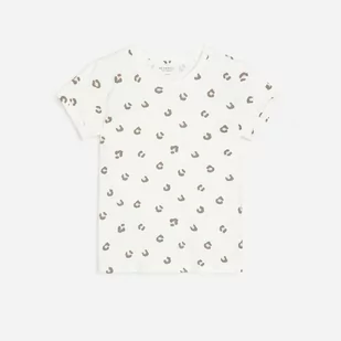 Reserved Reserved - Bawełniany t-shirt ze wzorem - Kremowy - Koszulki dla dziewczynek - miniaturka - grafika 1