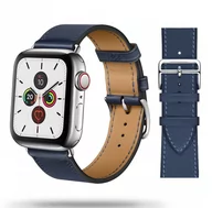 Akcesoria do smartwatchy - Skórzana bransoleta z zapięciem Apple Watch ( 38 / 40 / 41 MM ) granatowy - miniaturka - grafika 1