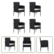 Fotele i krzesła ogrodowe - The Living Store Krzesła ogrodowe z poduszkami kremowo-białe 4 szt. czarny polirattan - miniaturka - grafika 1