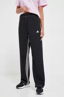 Spodnie damskie - adidas spodnie dresowe kolor czarny gładkie - grafika 1