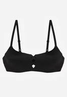 Biustonosze - Czarny Biustonosz o Gładkim Wykończeniu z Imitacją Wiązania Azisene - miniaturka - grafika 1