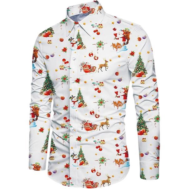 Męska Koszula Świąteczna Elegancka Wzorzysta Slim Fit Stylowa Biała L
