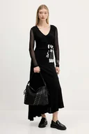 Sukienki - Desigual sukienka POSINEW kolor czarny maxi rozkloszowana 25WWVW26 - miniaturka - grafika 1