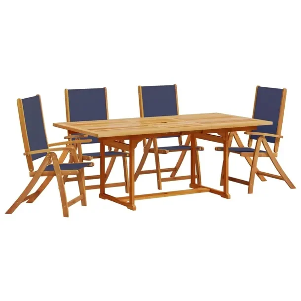 Zestaw Mebli Ogrodowych z Litego Drewna Akacjowego, Stół (150-200)x100x75