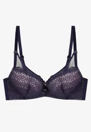 Biustonosze - Granatowo-Różowy Koronkowy Biustonosz Push-Up Evantia - Renee - miniaturka - grafika 1