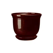 Donice - Doniczka ceramiczna z podstawką grecka 16 x 19,5 cm brąz połysk symbol 642 - miniaturka - grafika 1