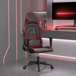 vidaXL Fotel gamingowy, czarno-bordowy, sztuczna skóra - Fotele gamingowe - miniaturka - grafika 1