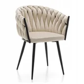 Krzesła - Krzesło Tapicerowane Plecione Glamour Salon Welurowe Nowoczesne Latina - miniaturka - grafika 1