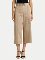 Spodnie damskie - LAUREN RALPH LAUREN Kuloty 200876606004 Beżowy Wide Leg - miniaturka - grafika 1