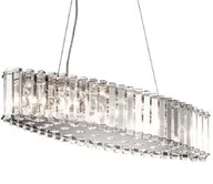 Lampy sufitowe - LAMPA WISZĄCA Crystal Skye owalna, kryształowa, srebrne elementy, glamour, 8 źródeł światła - miniaturka - grafika 1