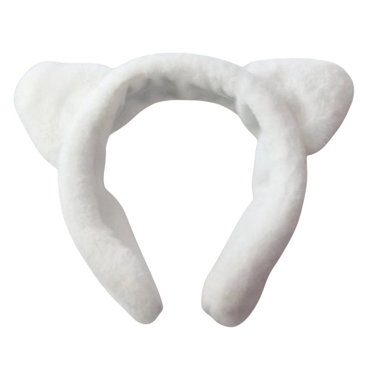 Opaska do Włosów Biała Szeroka z Kocimi Uszami Pluszowa Ciepła i Wygodna